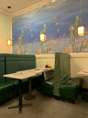 Interior - nice mural at Jusco Japanese Restaurant in Davis