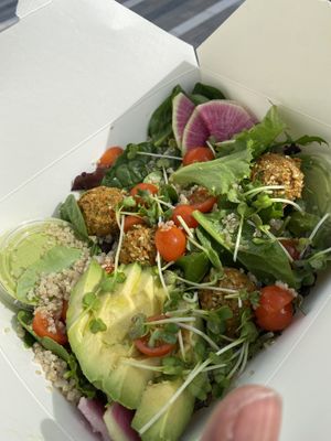 Falafel bowl with avocado at Make Out in Culver City