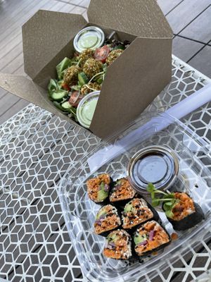 Under the umbrellas  at Make Out in Culver City