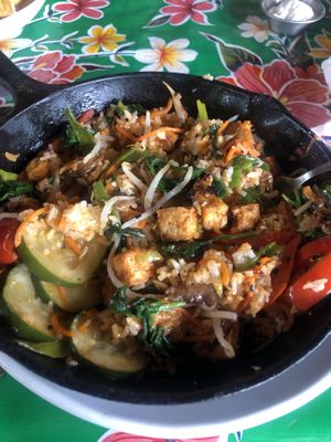 Bibimbap bowl (with no egg and added tofu)  at Cafe Verde in New Smyrna Beach