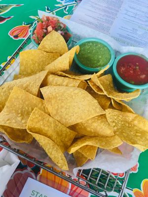 Salsa sampler & Chips at Cafe Verde in New Smyrna Beach