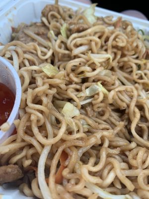 Stir fried ramen with teriyaki chicken at All Chay in Salt Lake City