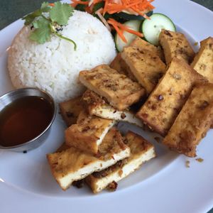 Lemongrass Tofu with Rice at All Chay in Salt Lake City