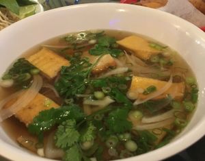 pho, egg rolls, and lemongrass tofu  at All Chay in Salt Lake City