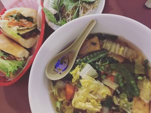 banh mi and pho (with veggies for $1 extra) at All Chay in Salt Lake City
