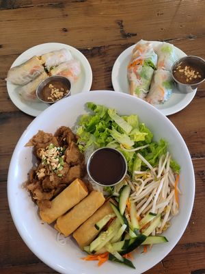 Summer and Autumn rolls and soy beef noodles at All Chay in Salt Lake City