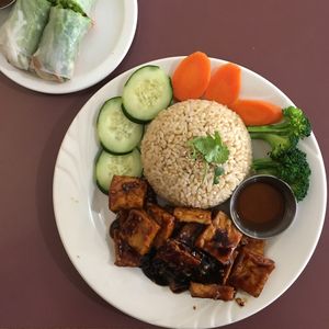 Ginger Tofu, Brown Rice and Vegetables  at All Chay in Salt Lake City