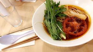 the ramen on the soy base  at Vegan Ramen Shop - Finlandzka in Warsaw