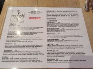Menu at Nourish Cafe - Richmond District in San Francisco