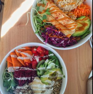 nourish and bibimbap rolls at Nourish Cafe - Richmond District in San Francisco