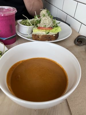 Tomato soup  at Nourish Cafe - Richmond District in San Francisco