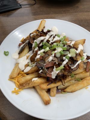 Pierogi Poutine ~ so good!!  at Naked Cafe in Kelowna