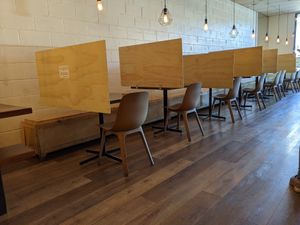 Partitioned seating at Naked Cafe in Kelowna