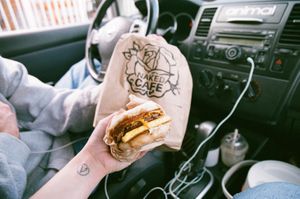 Breakfast Sandy with sausage AND bacon, added mayo at Naked Cafe in Kelowna