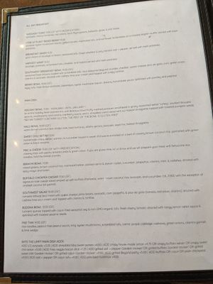 Menu at Naked Cafe in Kelowna