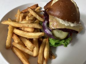 Beet burger at Naked Cafe in Kelowna