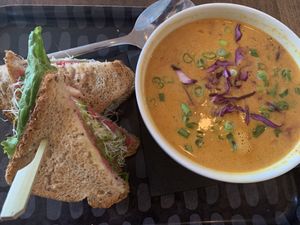 Soup and sandwich combo  at Naked Cafe in Kelowna