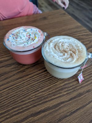 Pink fog and vanilla nut lattes at Naked Cafe in Kelowna