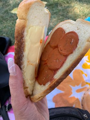 Pizza toastie. Might be a stoners delight at Naked Cafe in Kelowna