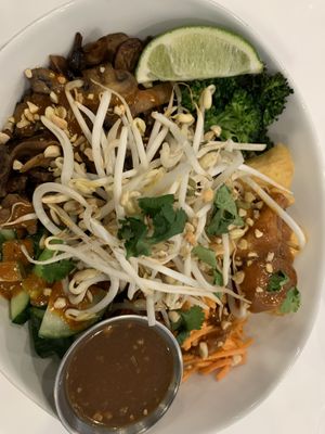 Tofu, mushroom, and brocoli bowl  at Naked Cafe in Kelowna