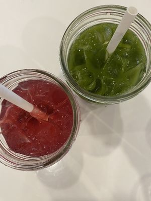 Massive drinks! Very happy ~  at Naked Cafe in Kelowna