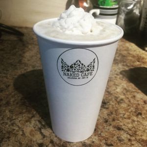 Latte with house-made coconut milk!  at Naked Cafe in Kelowna