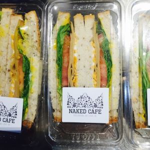 Tofurkey sandwiches in the grab & go cooler on gluten free bread  at Naked Cafe in Kelowna