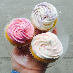 Pretty dairy-free, egg-free cupcakes at Naked Cafe in Kelowna