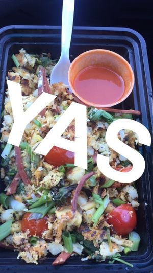 Bakon Scramble  at Naked Cafe in Kelowna