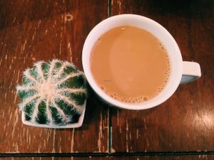 Organic coffee with soy creamer!  at Naked Cafe in Kelowna