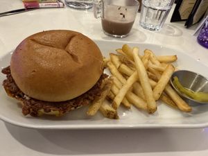 Kids burger and fries 🍟   at Naked Cafe in Kelowna