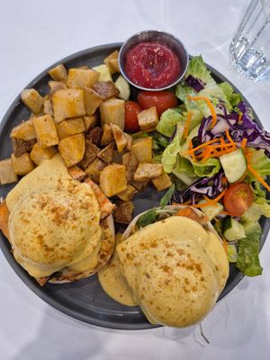 Brunch until 3! This was the eggs Benny, SO GOOD at Naked Cafe in Kelowna