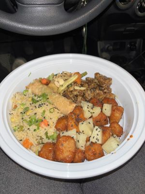 Chinese feature was so delicious! Especially the spring roll and sweet and sour ‘chicken’!!  at Naked Cafe in Kelowna