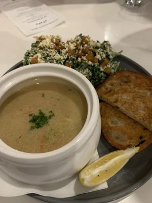 Soup and salad combo  at Naked Cafe in Kelowna