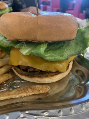 Simple Cheese Burgerr  at Naked Cafe in Kelowna