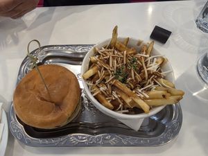 Poutine and chicken burger at Naked Cafe in Kelowna