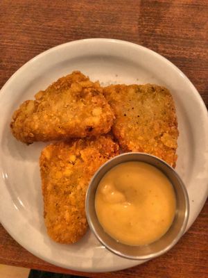 Hash browns with dipping sauce  at Naked Cafe in Kelowna