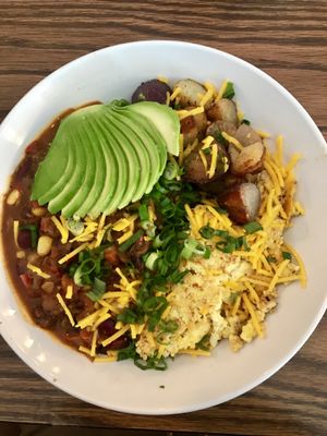 Heuvos bowl at Naked Cafe in Kelowna