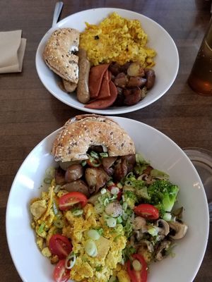 Grand slam and the veggie bowl. at Naked Cafe in Kelowna