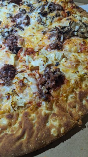 Garlic crust, marinara, vegan cheese, mushroom and beyond. at Portland Pie Company in Scarborough