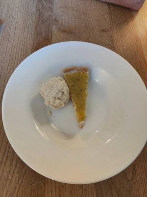 The coconut and lime pie with ice cream - all vegan at The Waiting Room in Stockton-on-tees