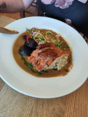 Roast celeriac, goat's cheese and cashew plait - for my veggie wife! at The Waiting Room in Stockton-on-tees