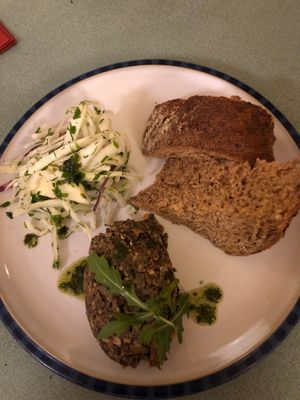 Mushroom, cashew n basil pâté w homemade bread   at The Waiting Room in Stockton-on-tees