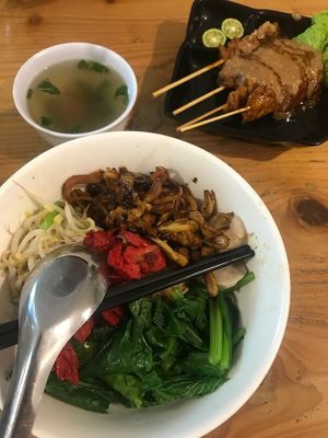 Royal Noodle and Fancy Nut Satay at Loving Hut Express - Demangan Baru in Yogyakarta