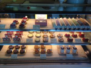 nice looking dessert case! at Vegan Heaven in Jiaosi