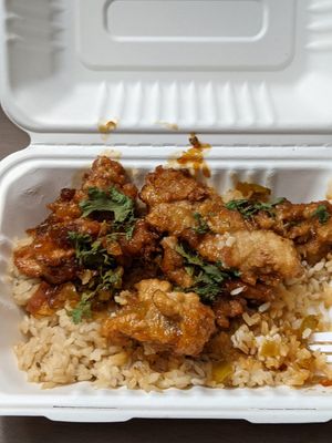 Orange Chicken at Allie's Vegan Pizzeria and Cafe in Spokane