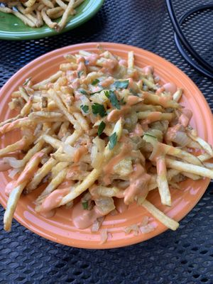 Carmelized onion fries  at Allie's Vegan Pizzeria and Cafe in Spokane