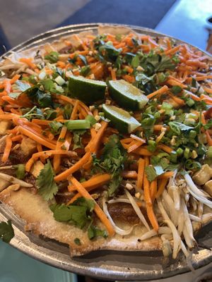 GF Pad Thai pizza  at Allie's Vegan Pizzeria and Cafe in Spokane