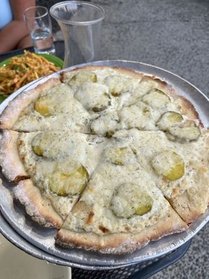 Gluten free pickle pizza!  at Allie's Vegan Pizzeria and Cafe in Spokane