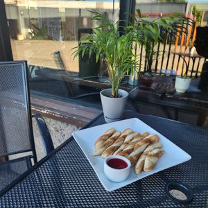 Cinnamon Twist with Strawberry Sauce! My goodness! at Allie's Vegan Pizzeria and Cafe in Spokane